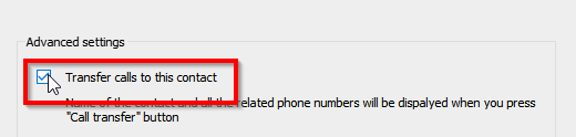 Transferir llamadas a este contacto