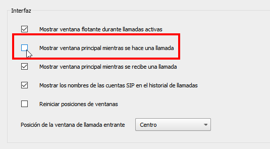 Prevenir que la pantalla principal aparezca durante llamadas salientes